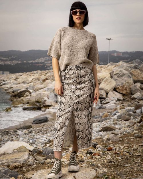 Φουστα ψηλομεση snake print