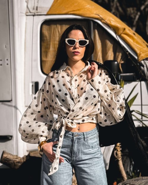 Cropped top πουκάμισο πουά
