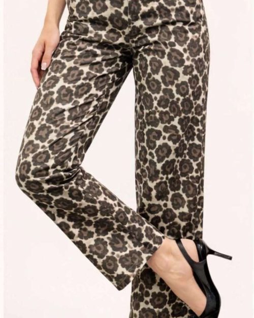 Παντελόνι Τζιν με Leopard Print σε Ίσια Γραμμή