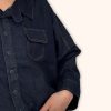 Cropped Denim Πουκάμισο Σε Oversized Γραμμή - Image 2