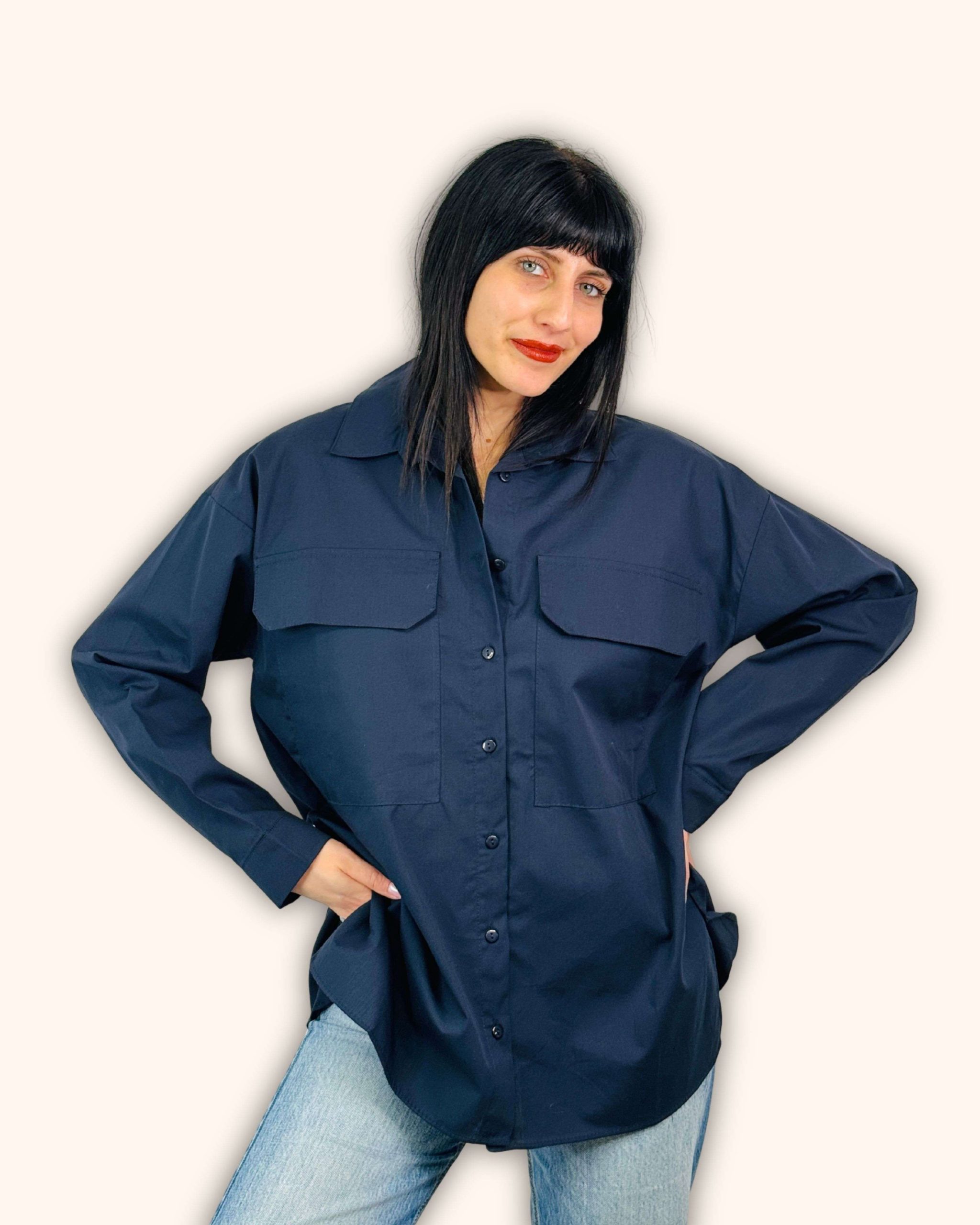 Oversized, μπλε πουκάμισο