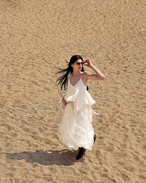 Maxi Lace Φόρεμα με Τιράντεs Off White