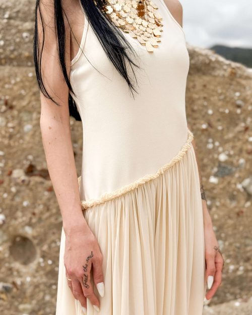 Alternative view of Ολόσωμη Φόρμα Harem Μάξι σε Off-White Απόχρωση