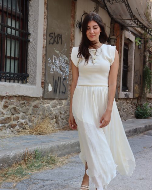 Ρομαντική φούστα Chiffon σε Off-White απόχρωση