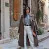 Oversized Καμπαρντίνα με Σταυρωτό Κούμπωμα & Ζώνη – Καφέ / Taupe