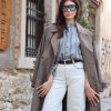 Oversized Καμπαρντίνα με Σταυρωτό Κούμπωμα & Ζώνη – Καφέ / Taupe - Image 3