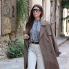 Oversized Καμπαρντίνα με Σταυρωτό Κούμπωμα & Ζώνη – Καφέ / Taupe - Image 7