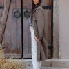 Oversized Καμπαρντίνα με Σταυρωτό Κούμπωμα & Ζώνη – Καφέ / Taupe - Image 2
