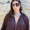 Γυναικείο Σατέν Bomber Jacket με Oversized Μανίκια / Καφέ Σκούρο - Image 3