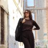 Γυναικεία Πλεκτή Μπλούζα Ριμπ με Λορέξ Λάμψη / Καφέ Σκούρο - Image 6