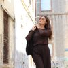 Γυναικείο Ψηλόμεσο Υφασμάτινο Παντελόνι Wide-Leg / Καφέ Σκούρο - Image 2