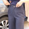 Ψηλόμεσο Υφασμάτινο Παντελόνι Straight / Σκούρο Μπλε - Image 3