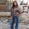 Ψηλόμεσο Barrel leg Jeans με διακοσμητικές ραφές – μπλε denim - Image 3
