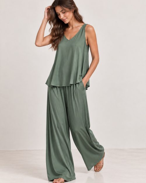 Alternative view of Σατέν σετ σε sage green