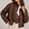 Oversized Bomber Jacket & ασορτί belt bag (σετ 2 τεμαχίων) – Καφέ - Image 3