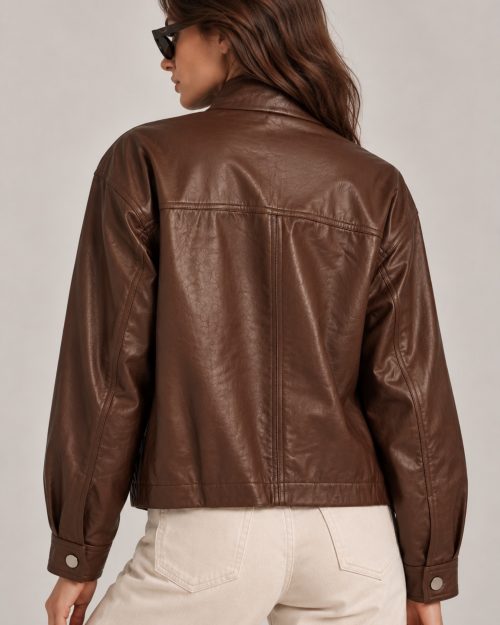 Alternative view of Oversized Bomber Jacket & ασορτί belt bag (σετ 2 τεμαχίων) – Καφέ