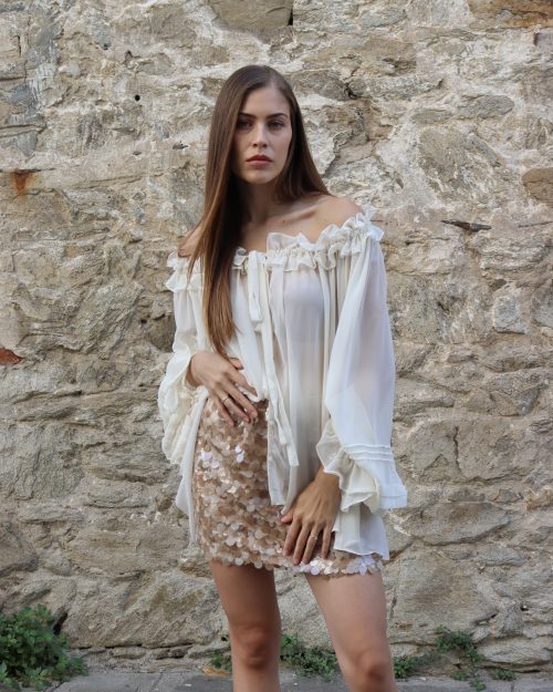 Alternative view of Μίνι Φούστα με Oversized Παγιέτες – Χρυσό / Rose Gold